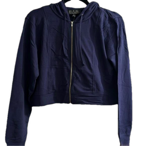 Navy cropped zip up hoodie